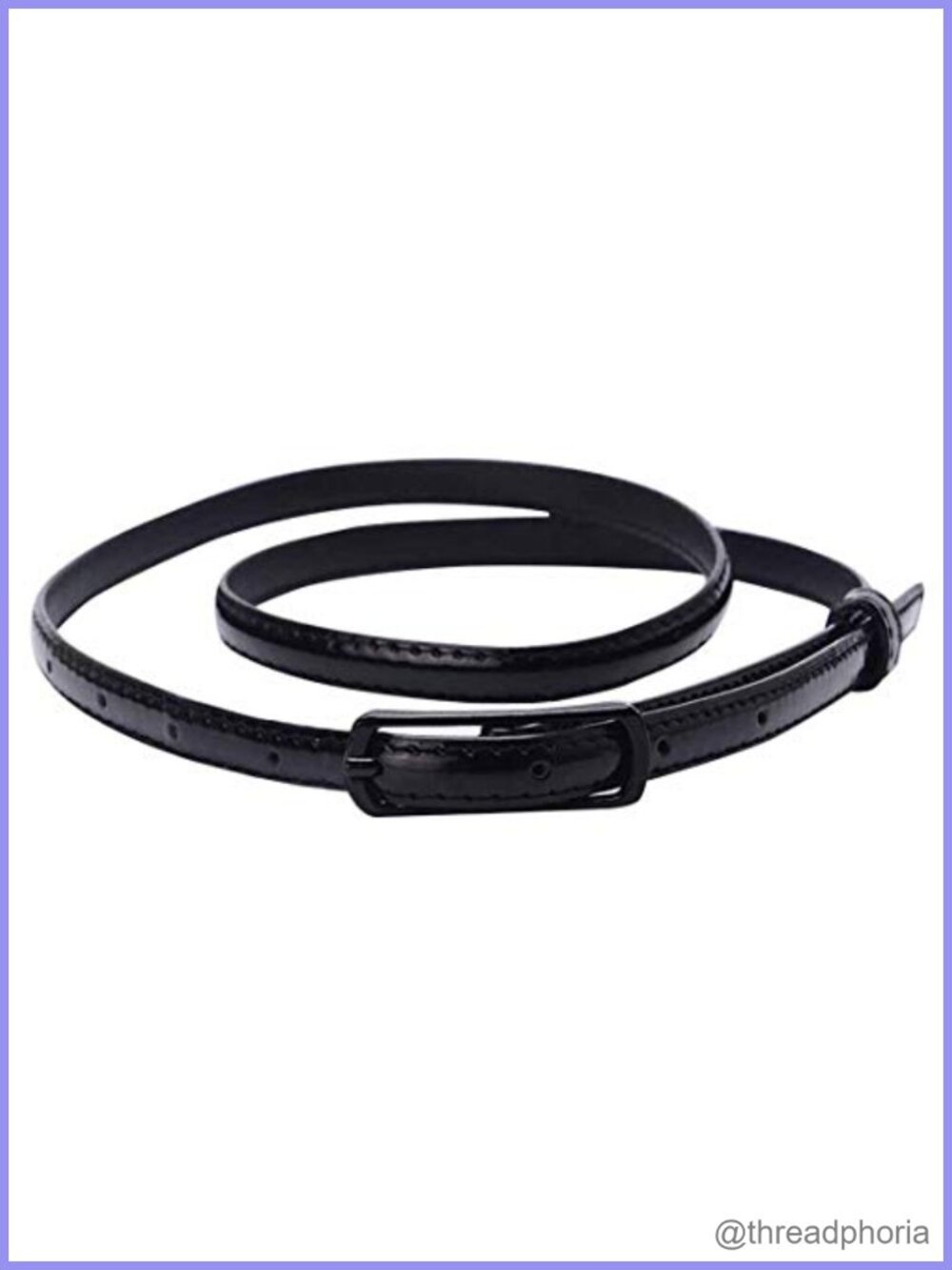 Women's Faux Leather Skinny Belt for Dresses with Metal Buckle